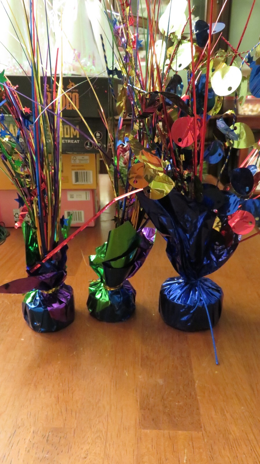 Set of 3 Rainbow Iridescent Balloon Weights Party Birthday Supplies