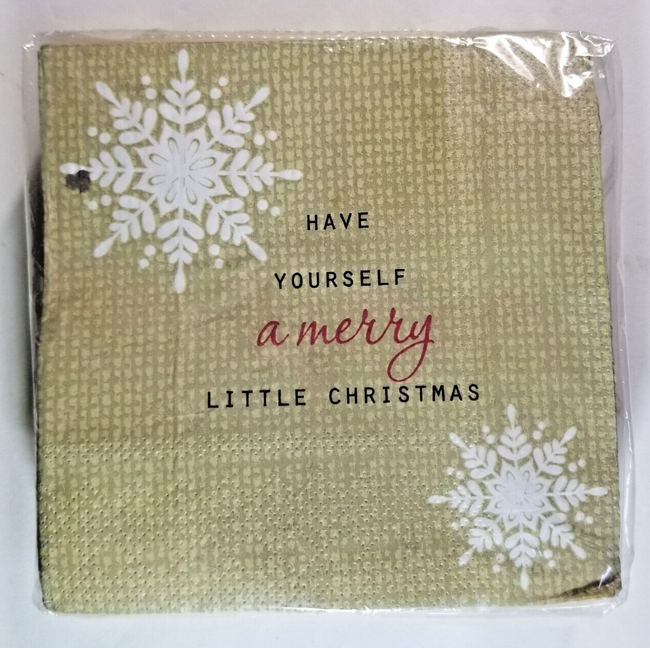 Christmas Holiday Beverage Napkins Gold 3 Ply Paper 40 Count Pack Contemporary