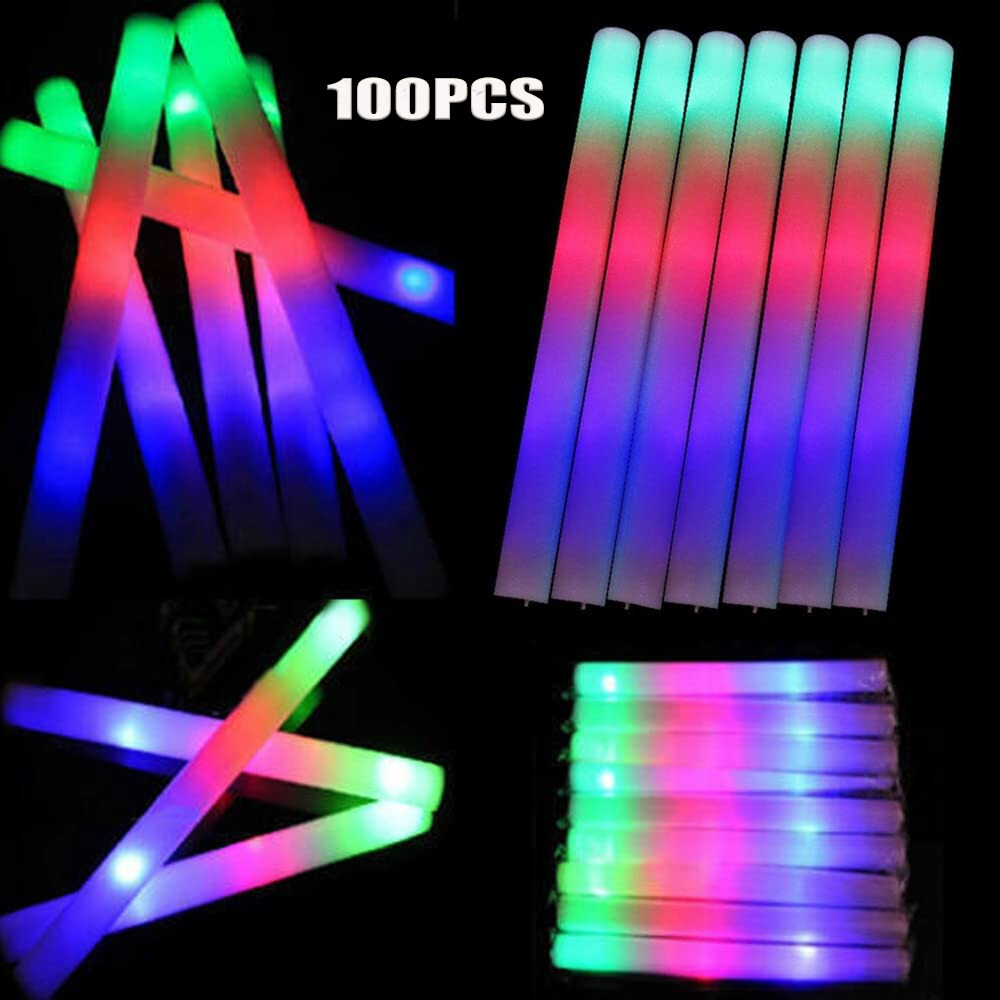 100-500 PCS Light Up Foam Sticks LED Wands Batons Party Dj Flashing Glow Sticks