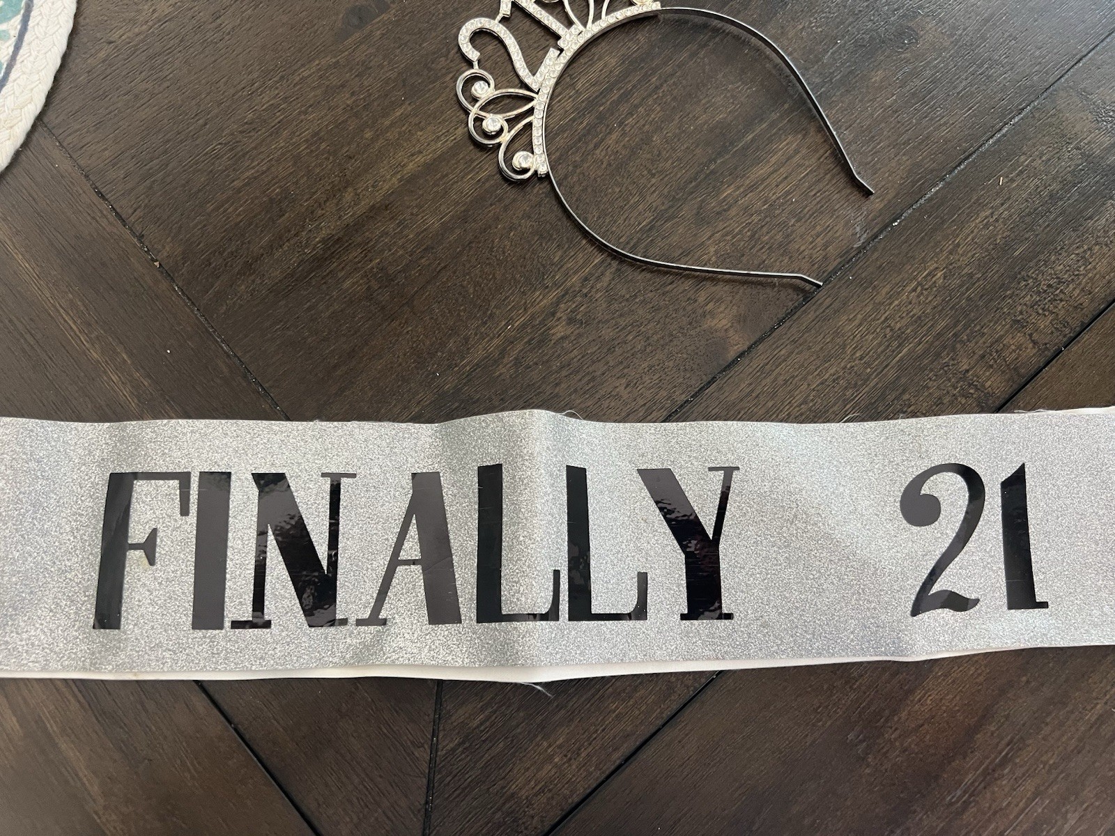21st Birthday Tiara and Sash Set – ‘Finally 21’ Silver Sash Crystal Crown