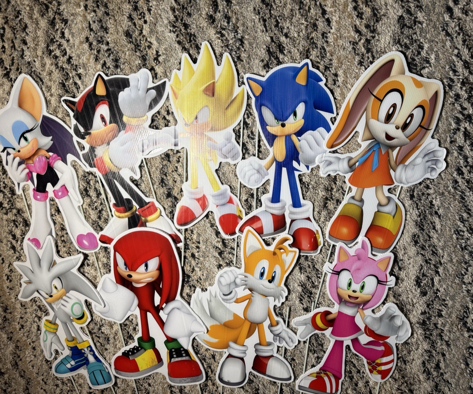 8pc Sonic The Hedgehog Friends Birthday Party Yard Decoration Cutouts Signs 15”