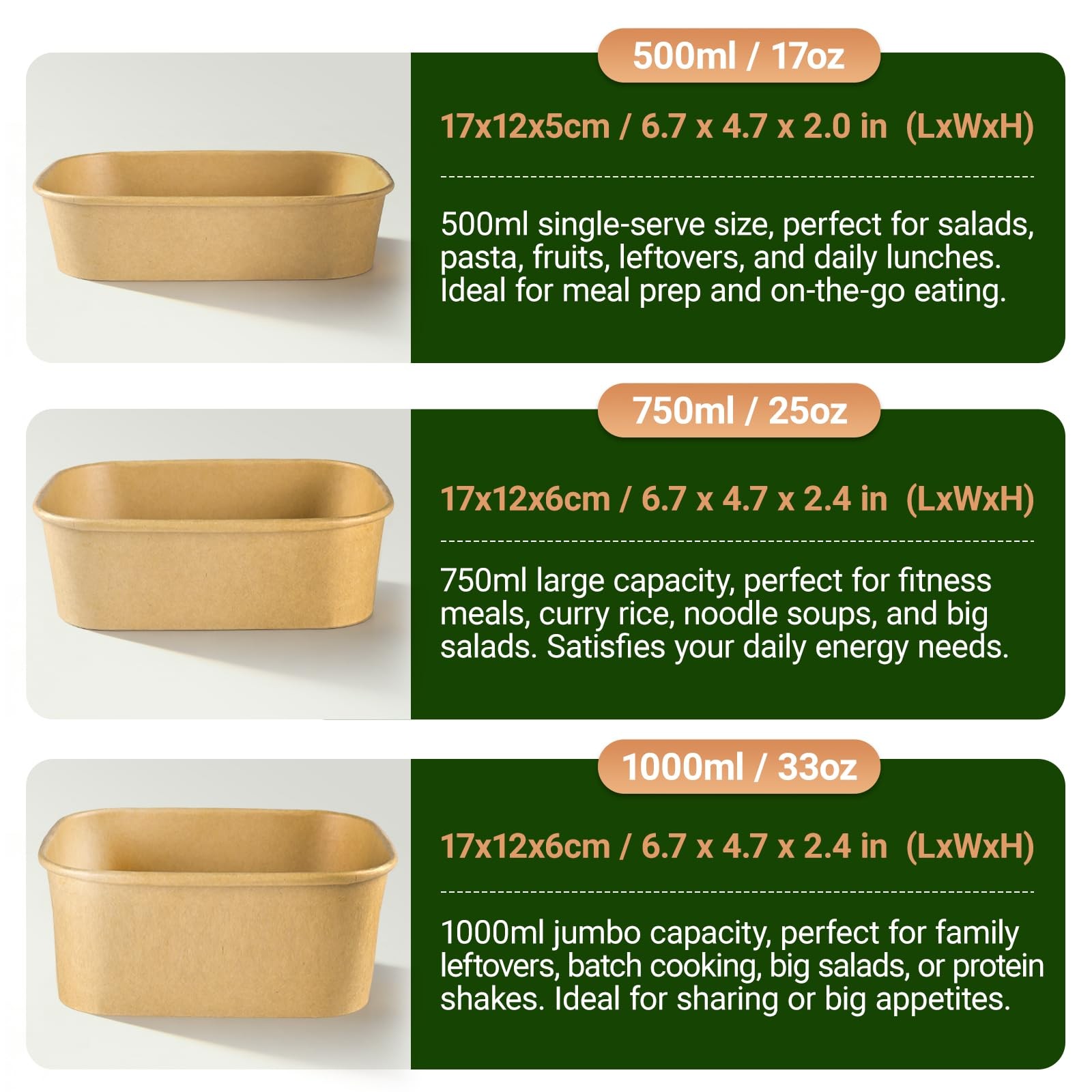 17oz Disposable Meal Prep Food Containers w/Lids 50 sets, Stackable Salad Bow…