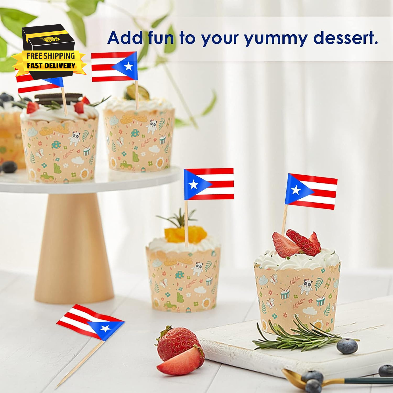 Hispanic Heritage Cupcake Toppers, 100 Pcs Toothpick Flags for Hispanic Heritage