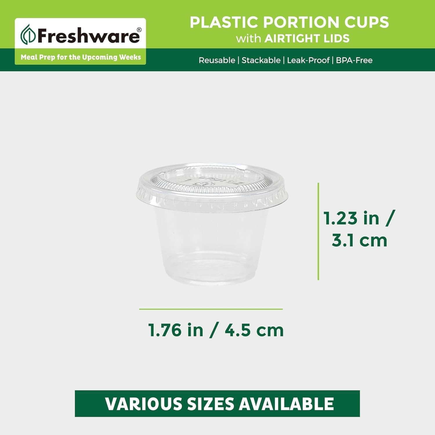 Stackable 1 Ounce Portion Cups with Snap Lids – 100 Count for Organized Storage