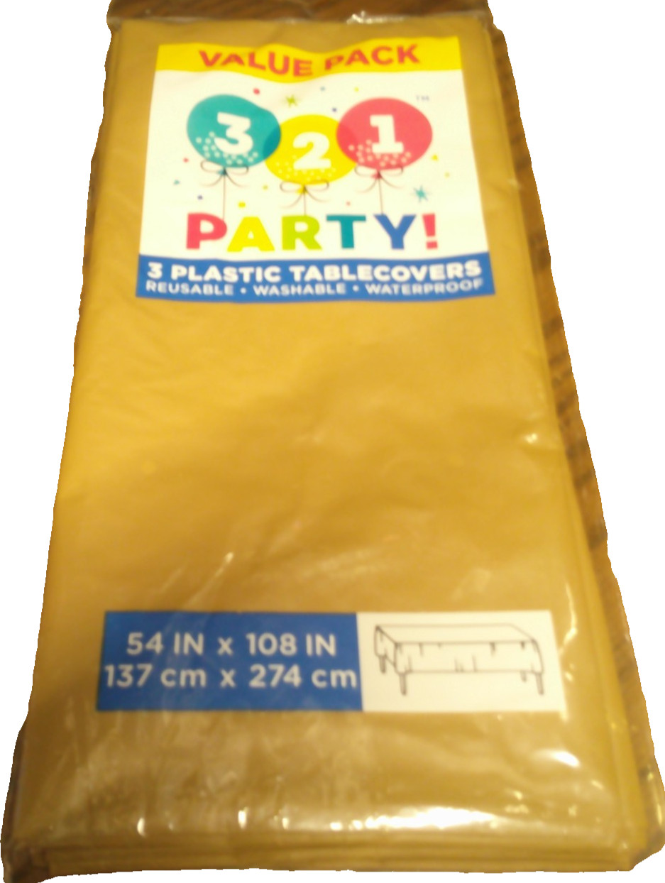 321 Party! 3-Pack Gold Plastic Table Covers 54×108″Celebrate All Occasion AA50