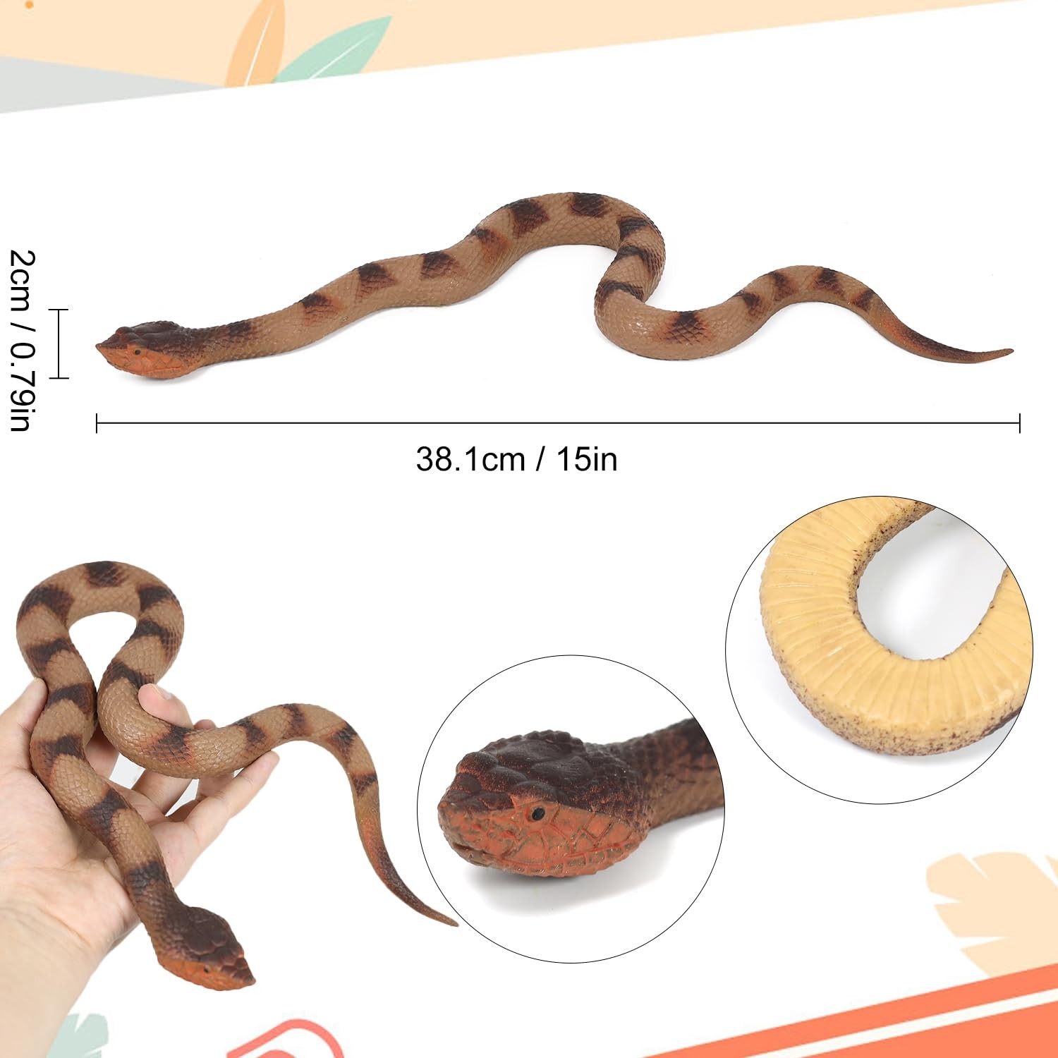 2pcs Realistic Fake Snake Toys Rubber Rattlesnake Garden Scare Decor