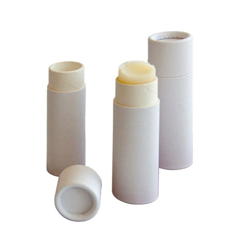 12 White Paper Cardboard Paper Lip Balm Tubes .3 oz 1/3 oz Plastic Free