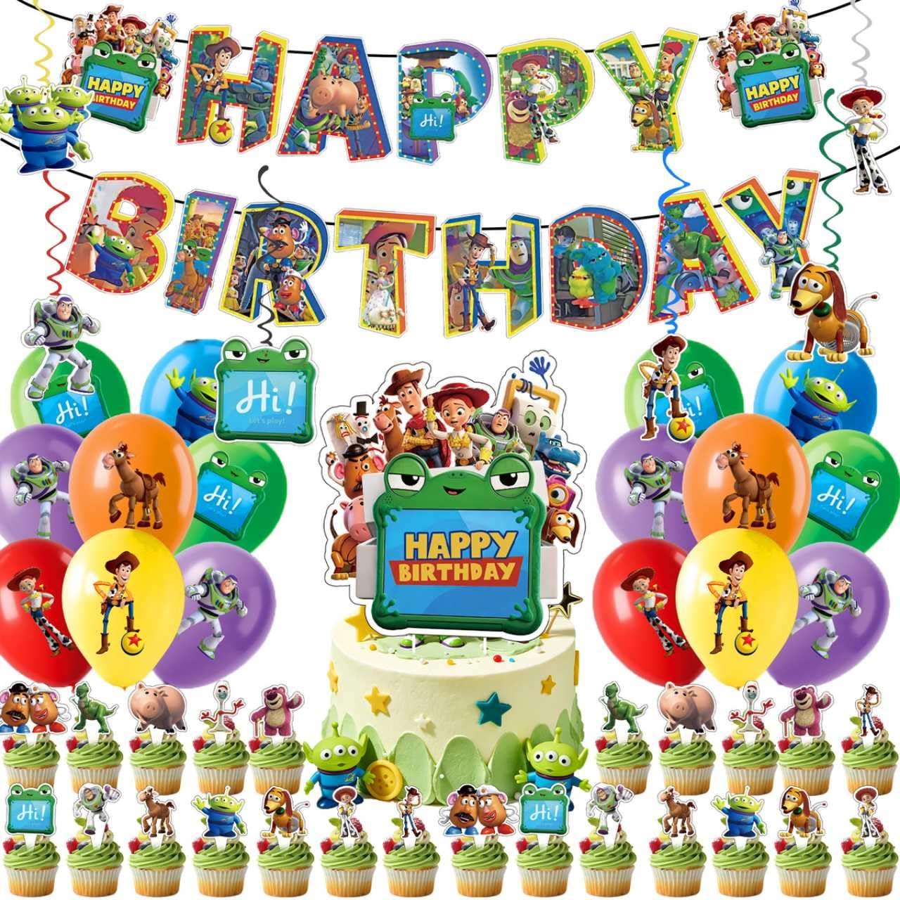 48Pcs Toy Story Birthday Party Supplies, Party Decorations Set Include Banner…