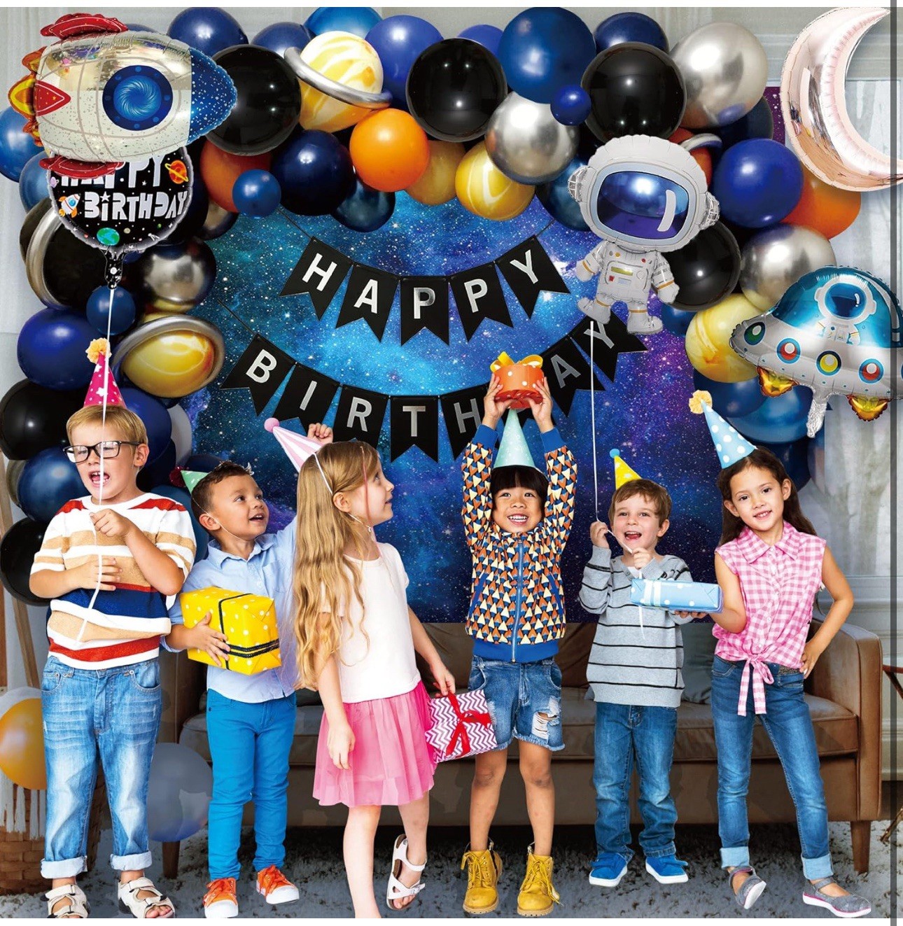 Outer Space Party Decorations Set | 108PCS – Astronaut, Balloons, Banner, Rocket