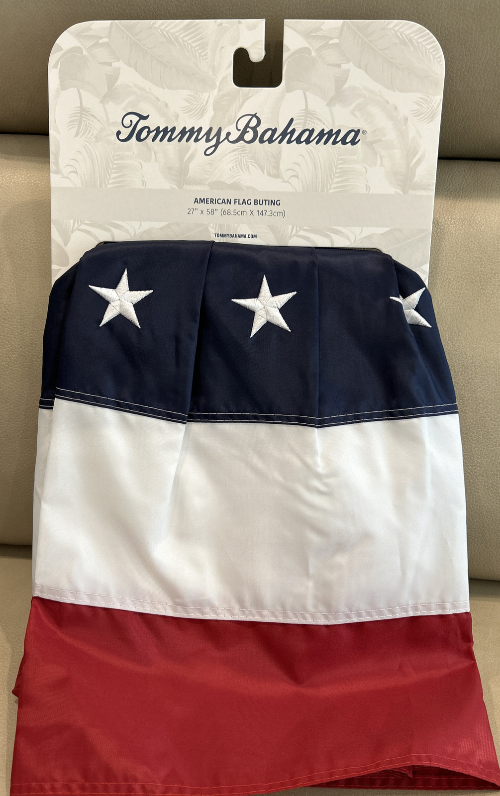 Tommy Bahama American Flag Bunting 4th of July USA 27×58 embroidered Grommets