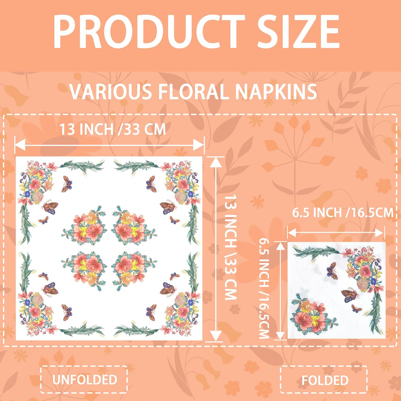 Floral Decoupage Napkins 20 Pack Assorted Multicolor 13×13″ Decorative Paper