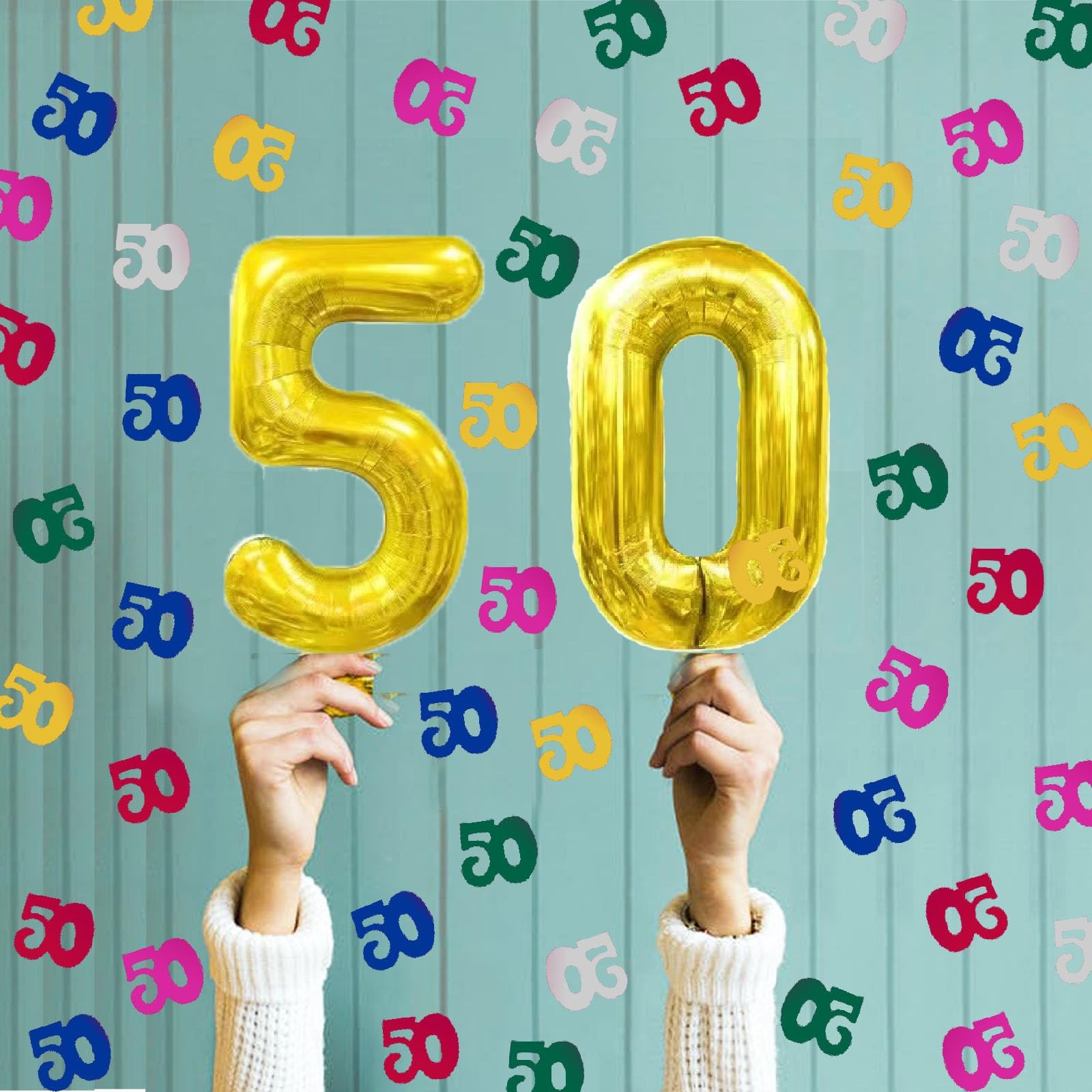 MultiColor Number 50 Confetti Anniversary Party Event Decor 1.5 oz