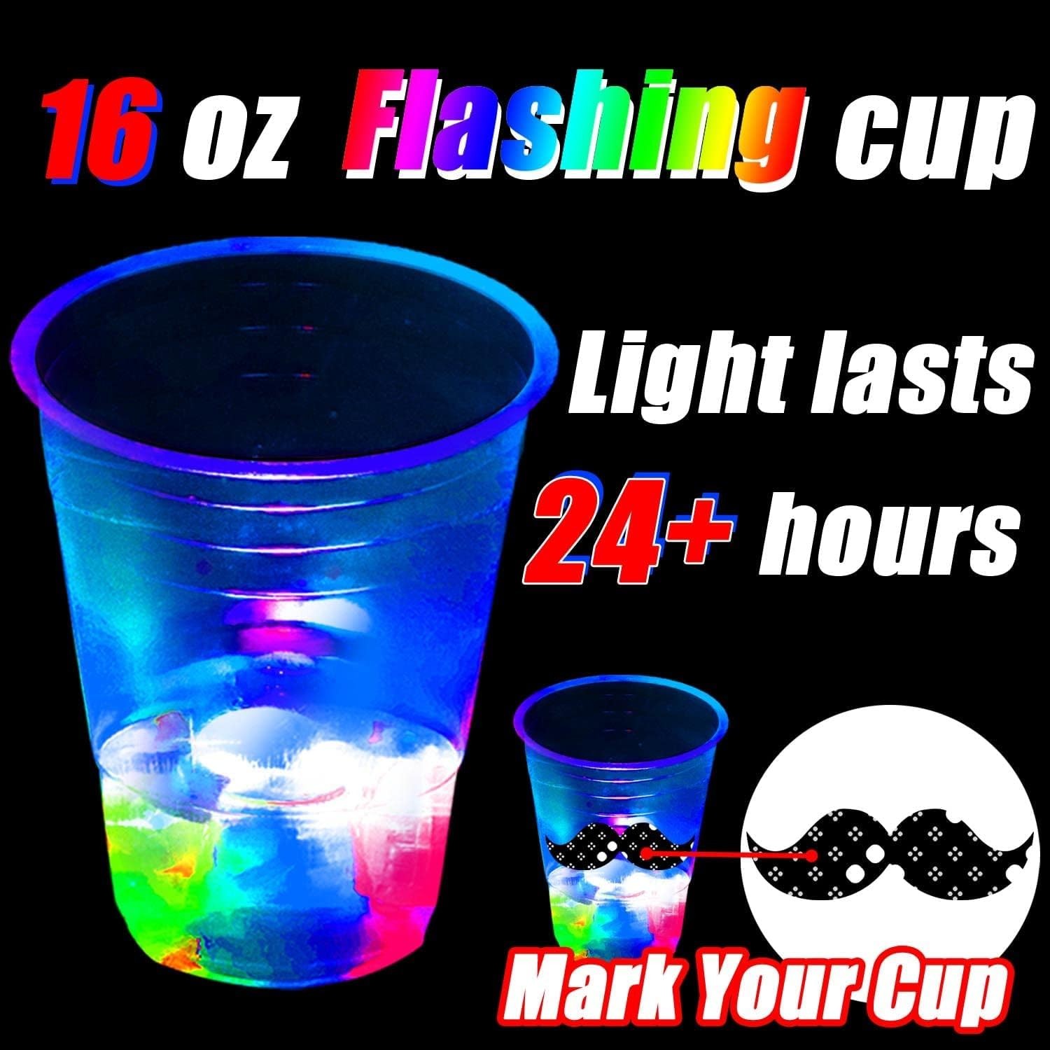 16oz Glowing Party Cups for Indoor Outdoor Party Event Fun,Light Up Flashing …