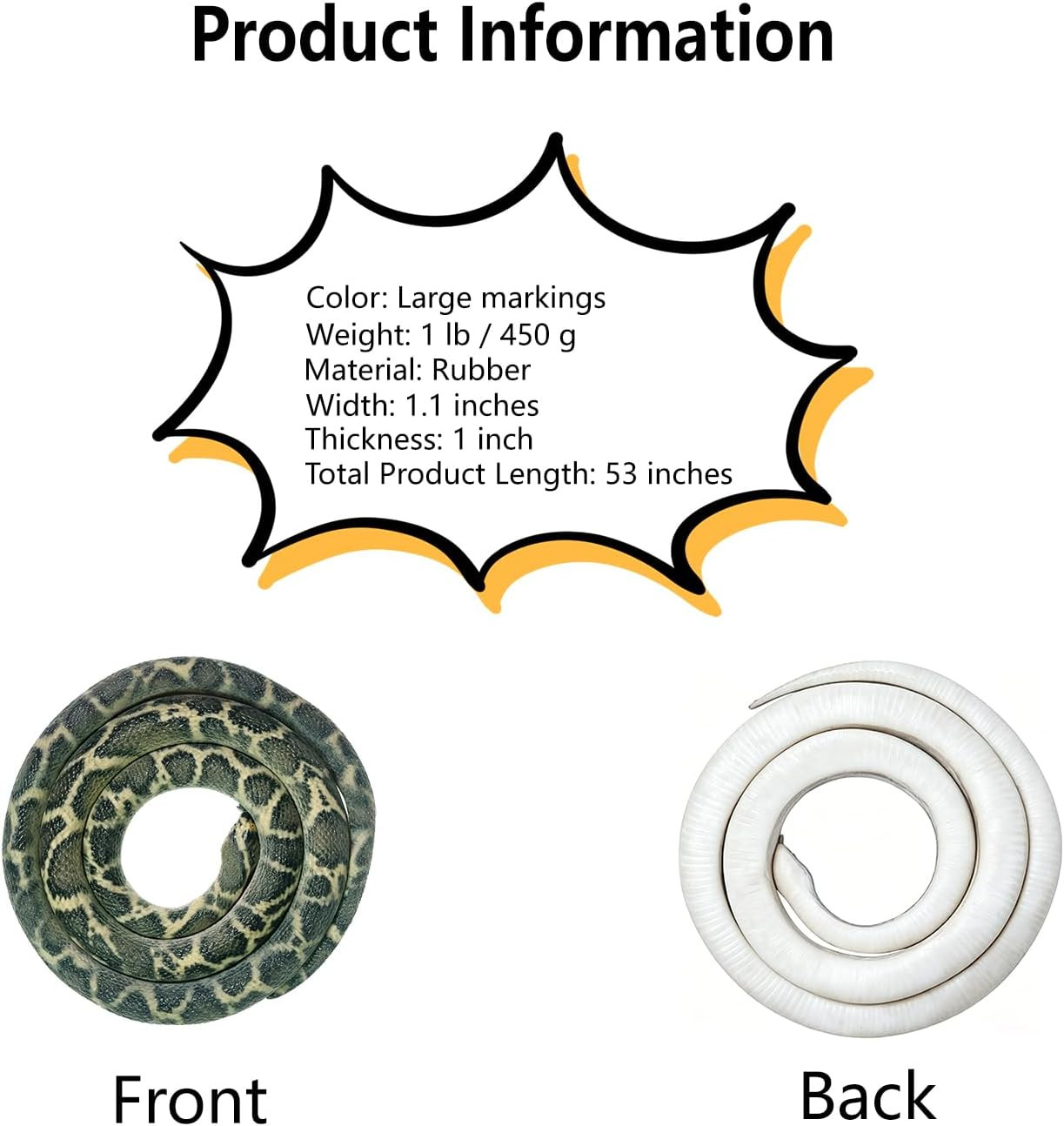53″ Rubber Snake Realistic Fake Snakes Prank Toy to Keep Birds Away Scare
