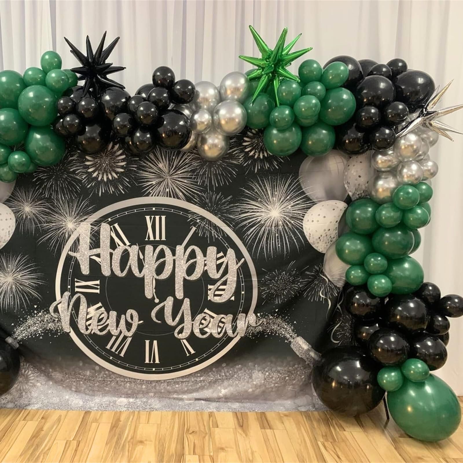 Green Black Balloons Dark Green Black Silver Confetti Balloons 35 Pcs 12 Inch…