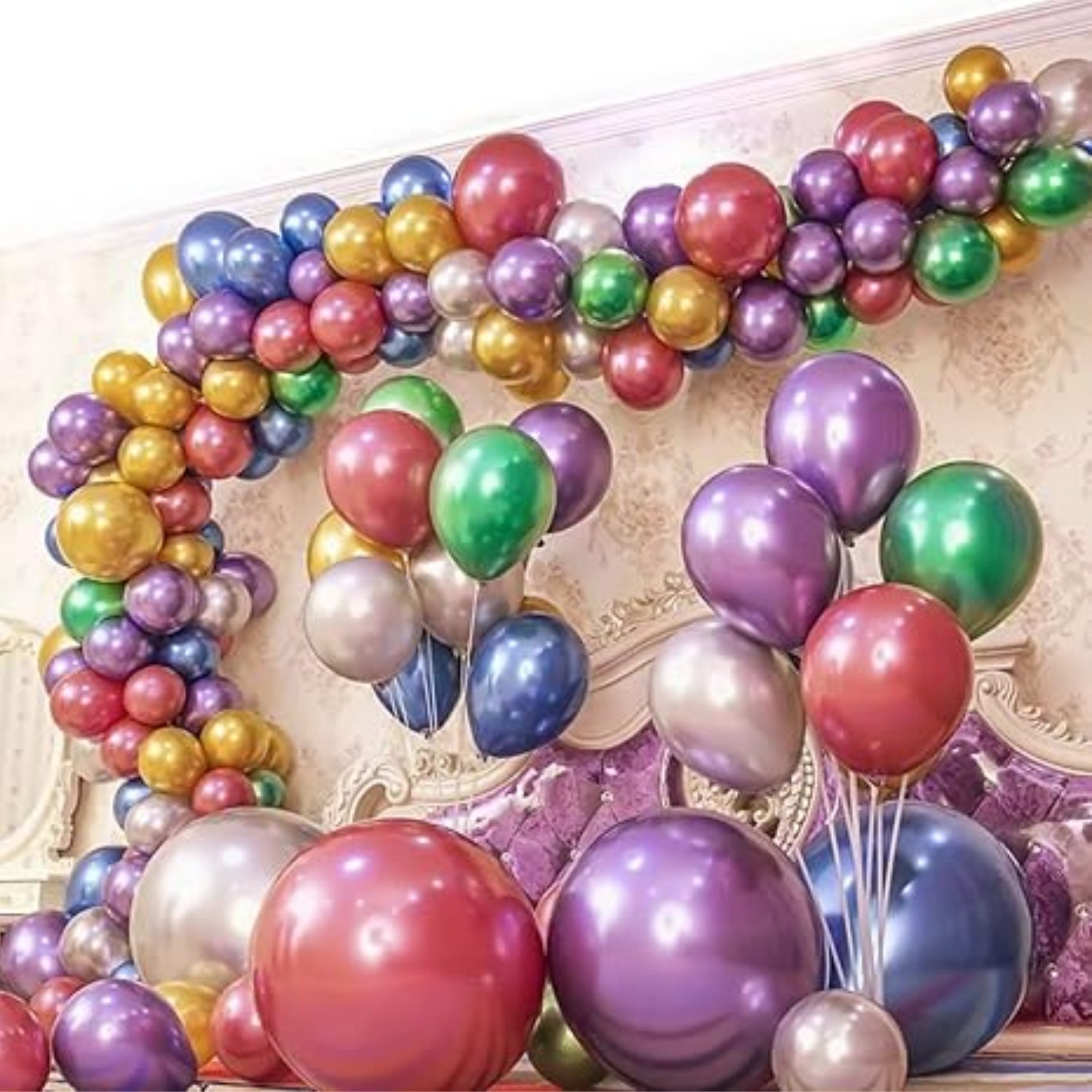 50pcs Rainbow Balloons 12″ Latex Colorful Balloons for Birthday Wedding Party