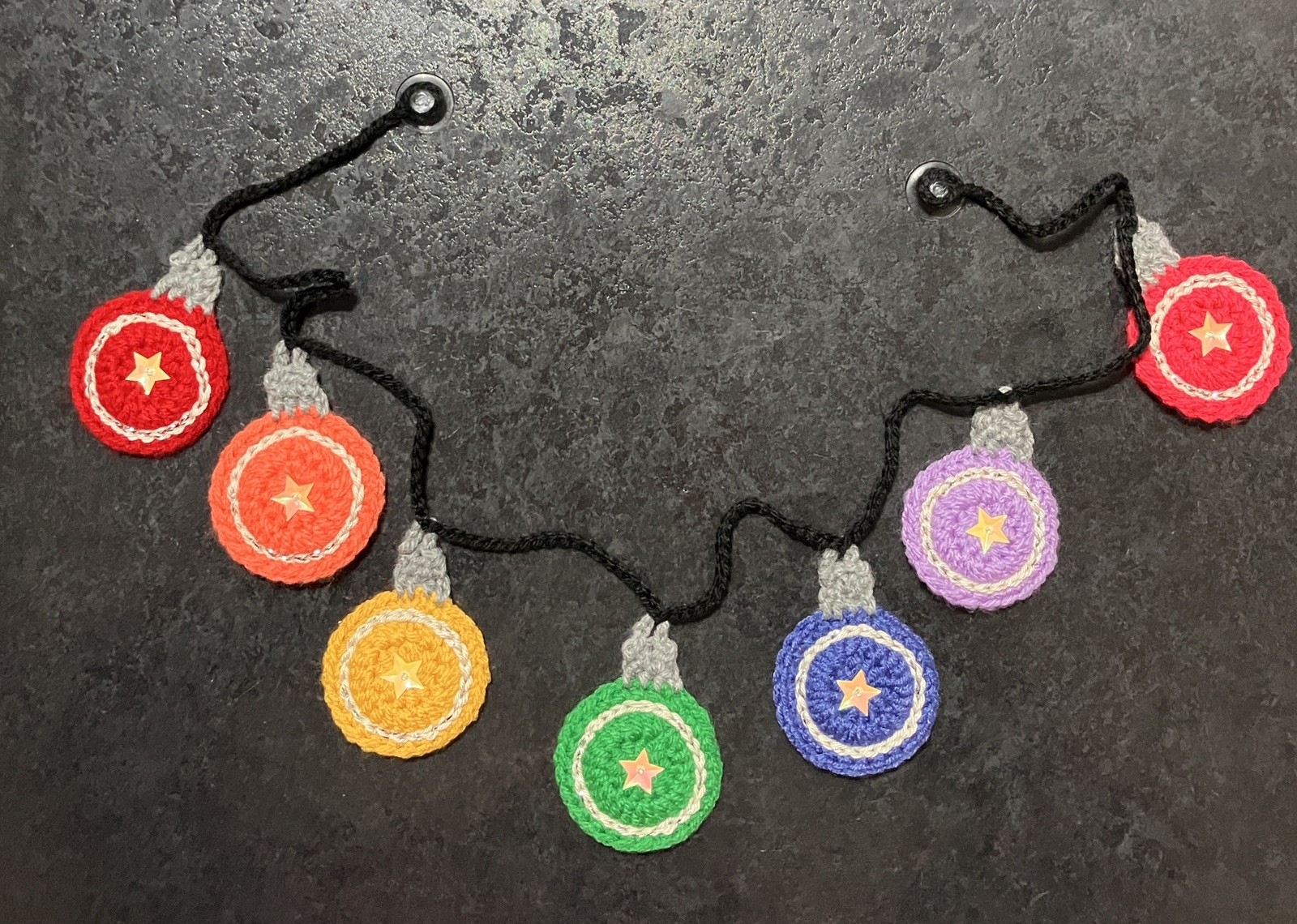 🌈 Rainbow Christmas gift Baubles Bunting Hand Crochet window camper gift