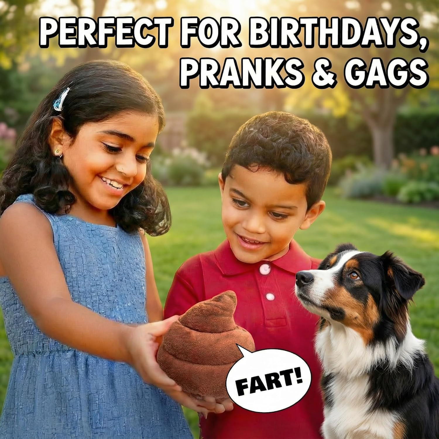Funny Plush Poop Toy with 7 Fart Sounds – Hilarious Farting Poop Stuffy