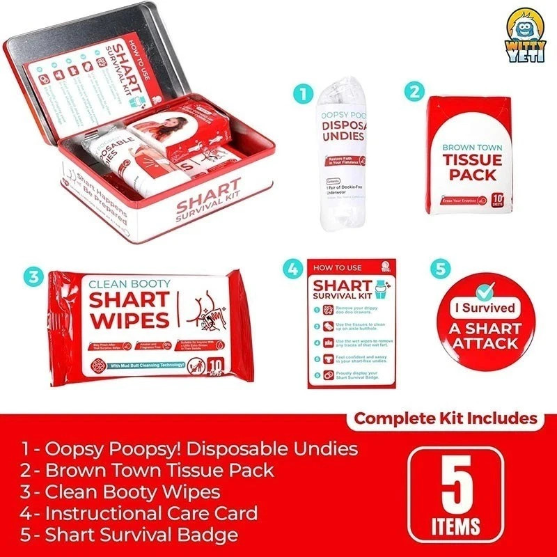 Funny Shart Survival Kit by Witty Yeti. Ultimate Poop Prank Gag Gift April Fools