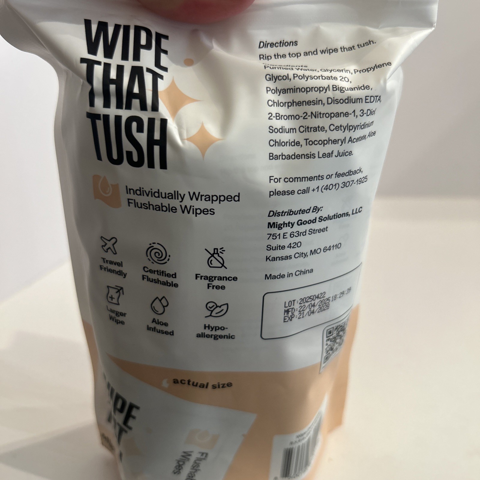 Wipe That Tush On-The-Go Flushable Wipes – 1 Pack of 30 Individually Wrapped Wip