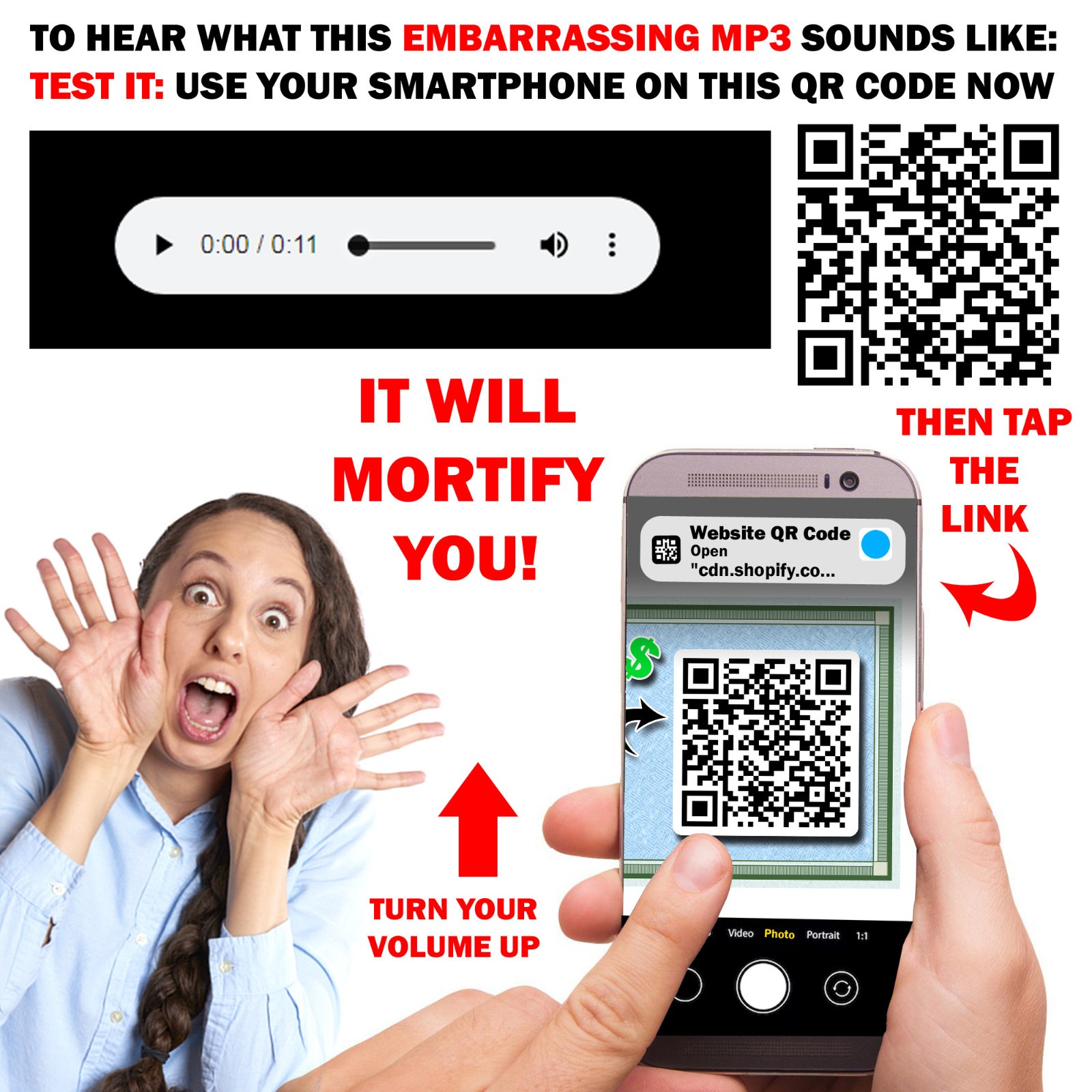 QR Code Woman Loudly Moaning 50 Fake Replica Hundred Dollar Money Card Prank