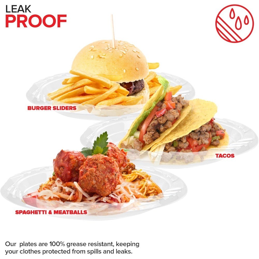 6-Inch Clear Plastic Dessert Plates (40 Pack) Flexible Disposable Clear Plates