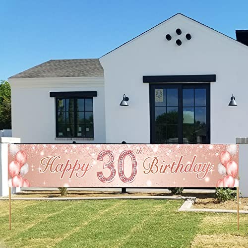 Happyth Birthday Rose Gold Banner Backdrop Balloon Confetti Theme Decor 30
