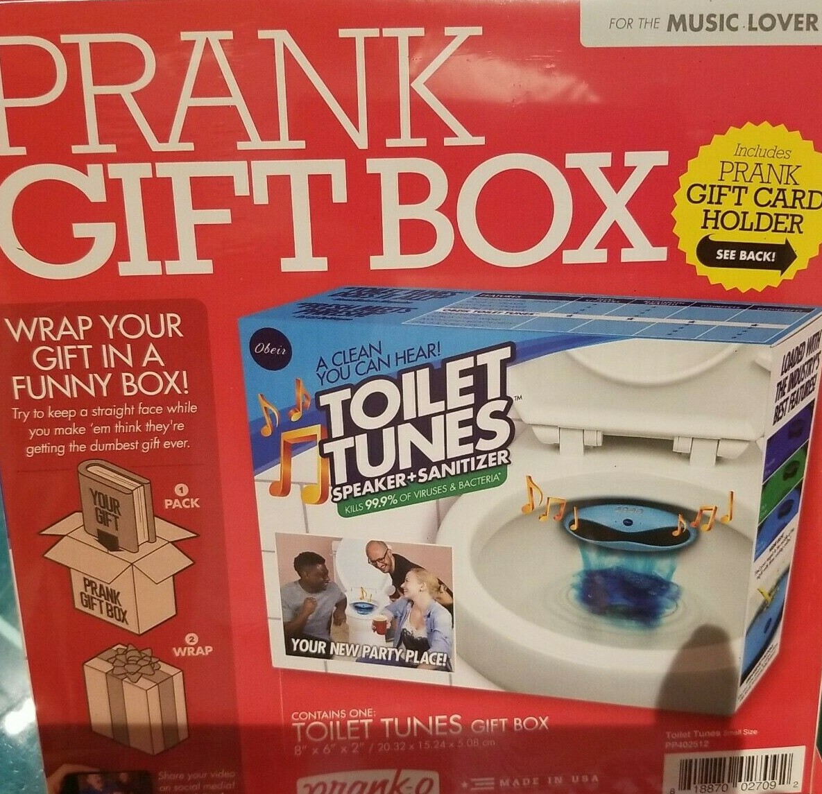 Prank Gift Box: toilet tunes – Wrap Your Real Gift in a Funny Box, Small 8x6x2″