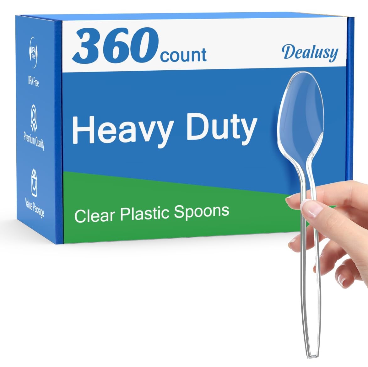 360 Count Clear Plastic Spoons Disposable, BPAFree, Heat Resistant, Solid and…