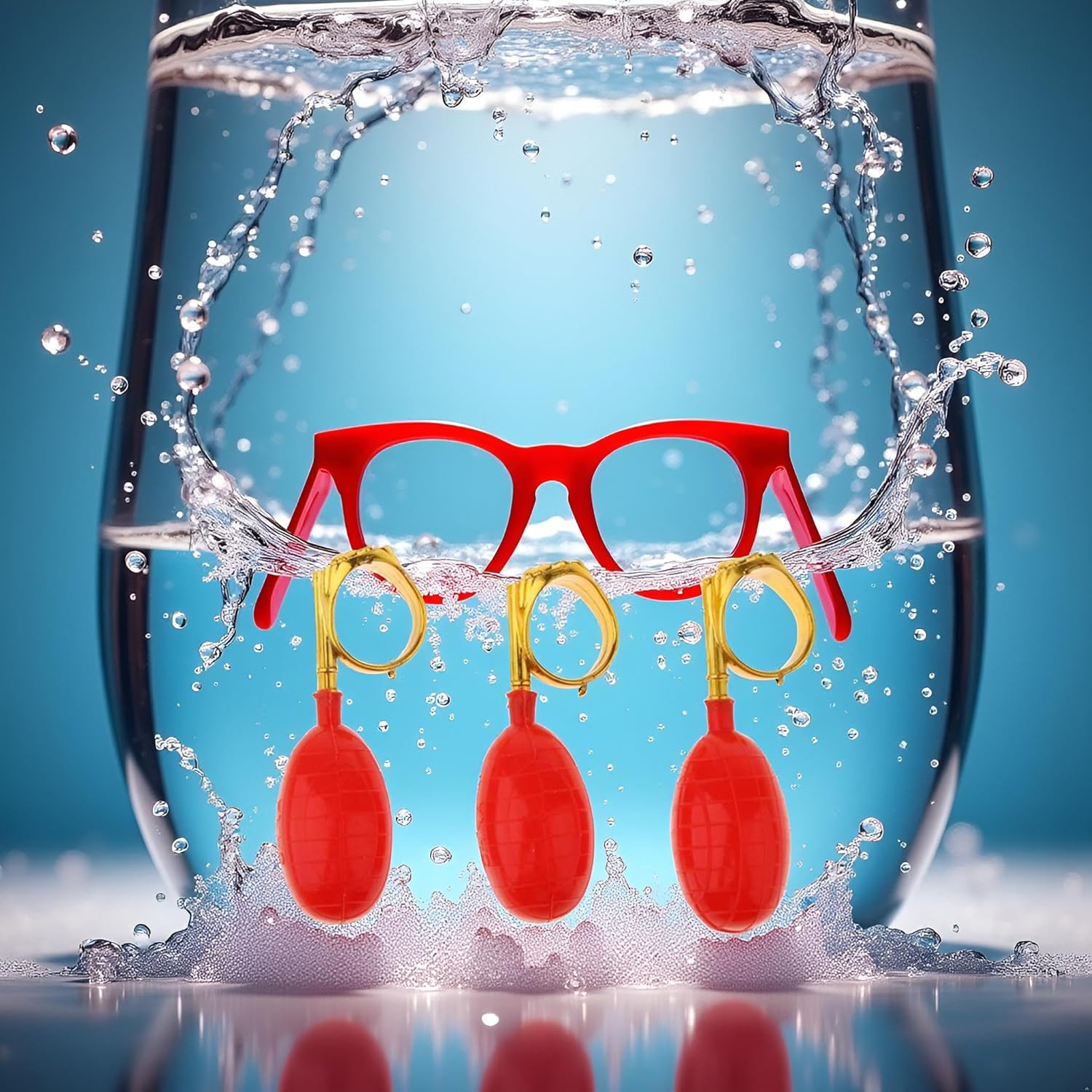 3Pcs Golden and Red Water Squirt Toys Water Spray Ring Tricky Toy Spoof April Fo