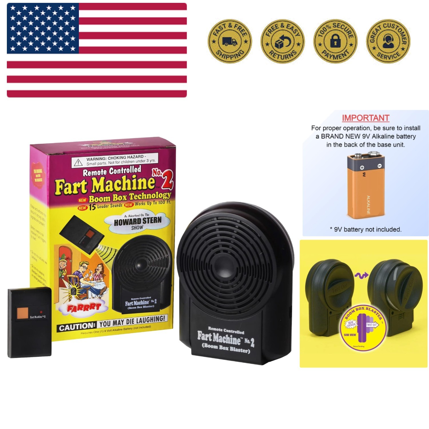 Remote Controlled Fart Machine with Boom Box Technology – 15 Realistic Sounds…