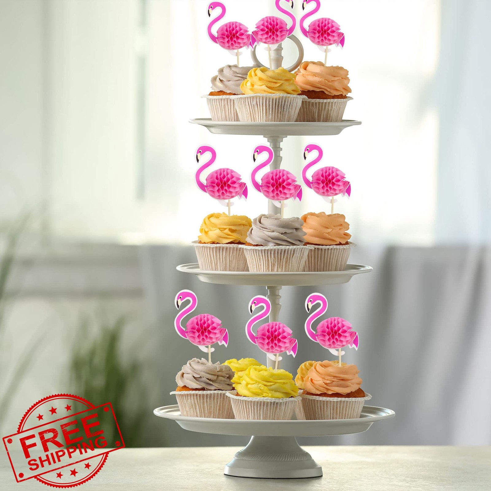 Ephlyn 3d Flamingo Cupcake Toppers