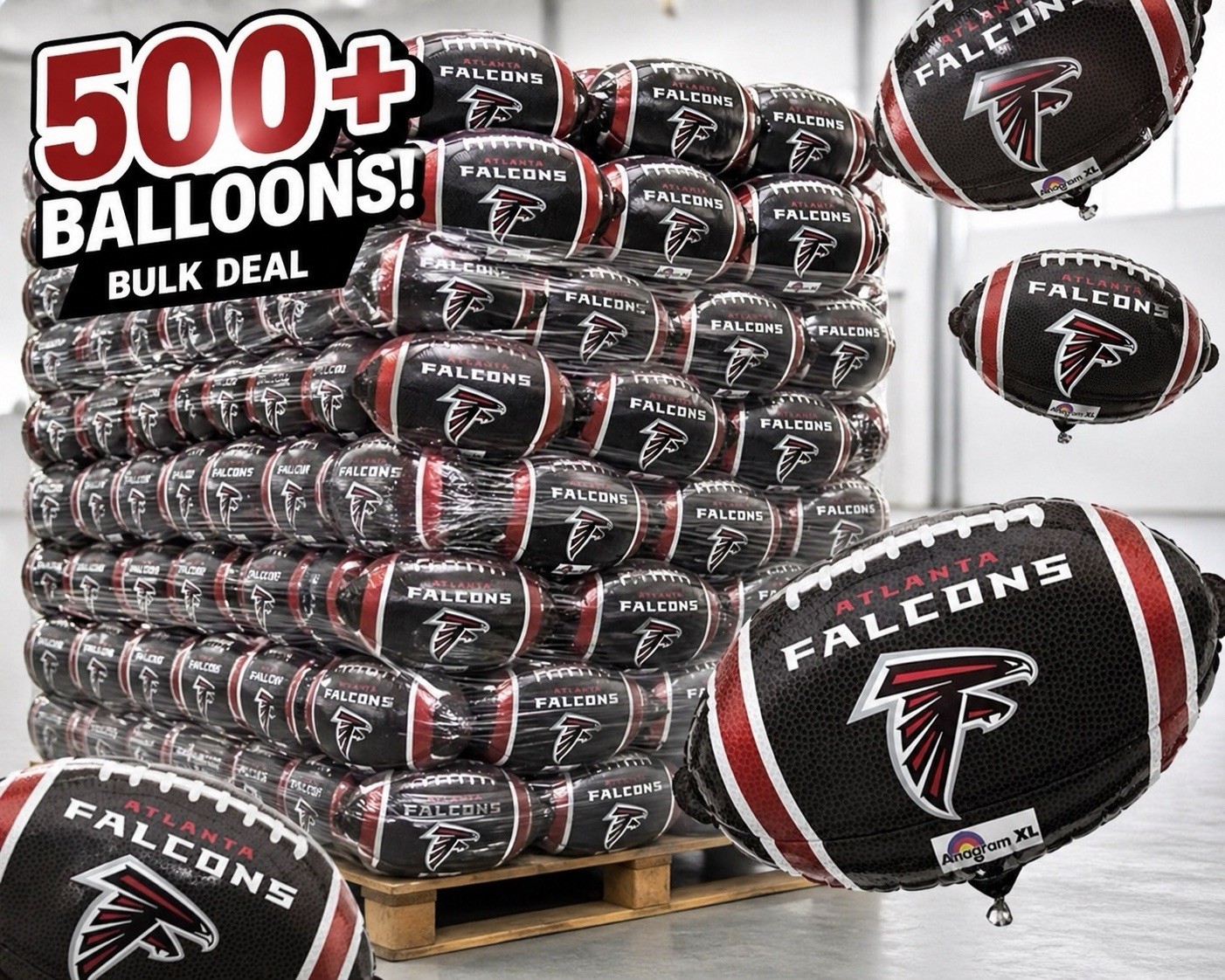 500 New Atlanta Falcons Nfl mylar helium 18 Inch Mylar Balloons