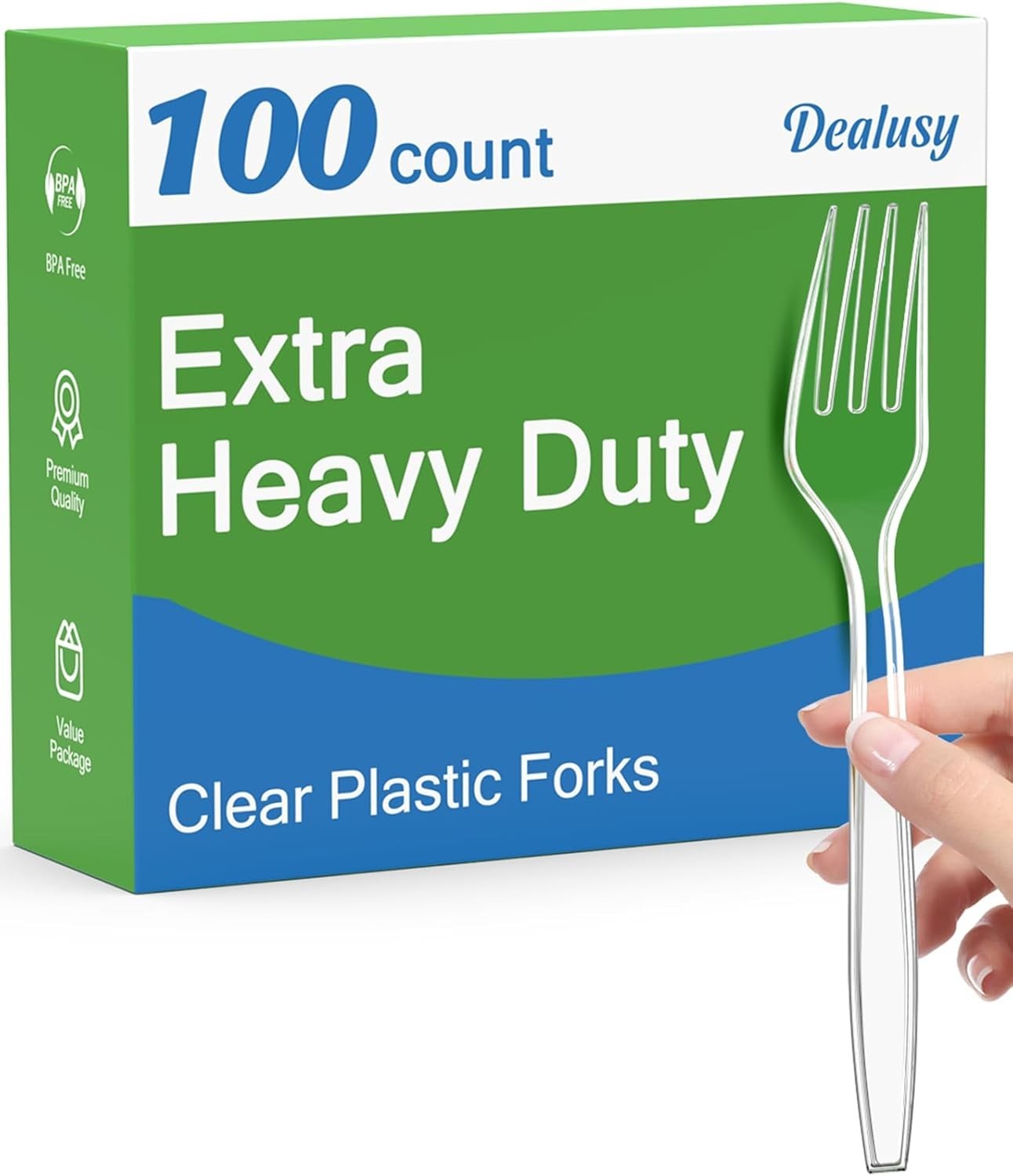 100 Count Extra Heavy Duty Clear Plastic Forks Disposable, BPA-Free, Heat Res…