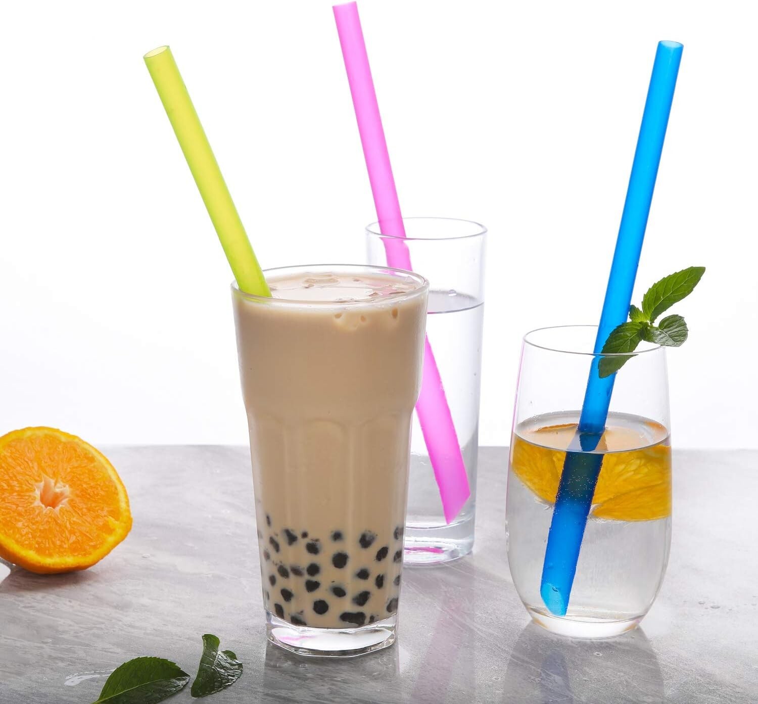 Jumbo Reusable Smoothie Straws Extra Wide Drinking Straw for Milkshake Bobba Tea