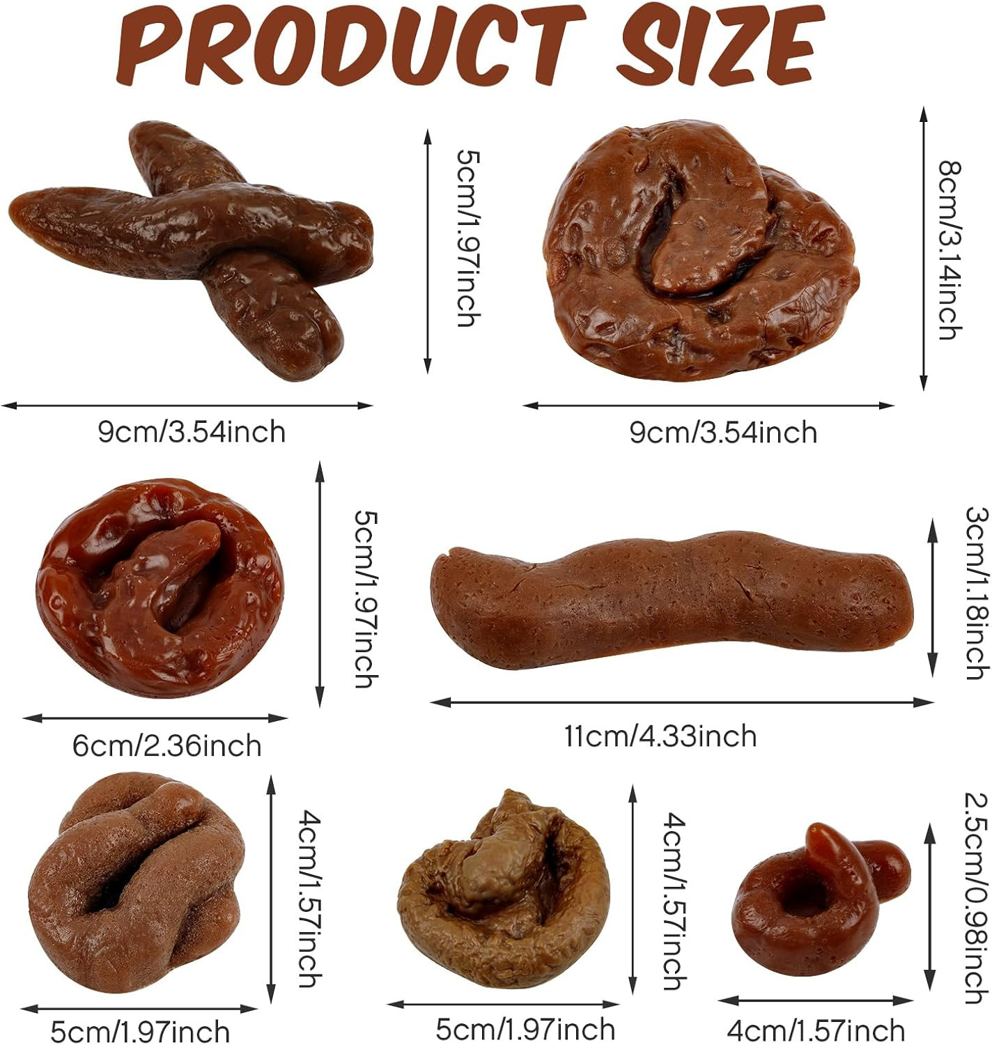 7 Pieces Fake Poo Realistic Fake Turd Prank Lifelike Poo Toy Gags and Practical
