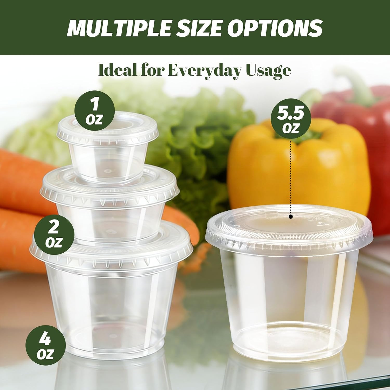 400 Sets 2 Oz Disposable Plastic Portion Cups with Lids, Sturdy Jello Shot