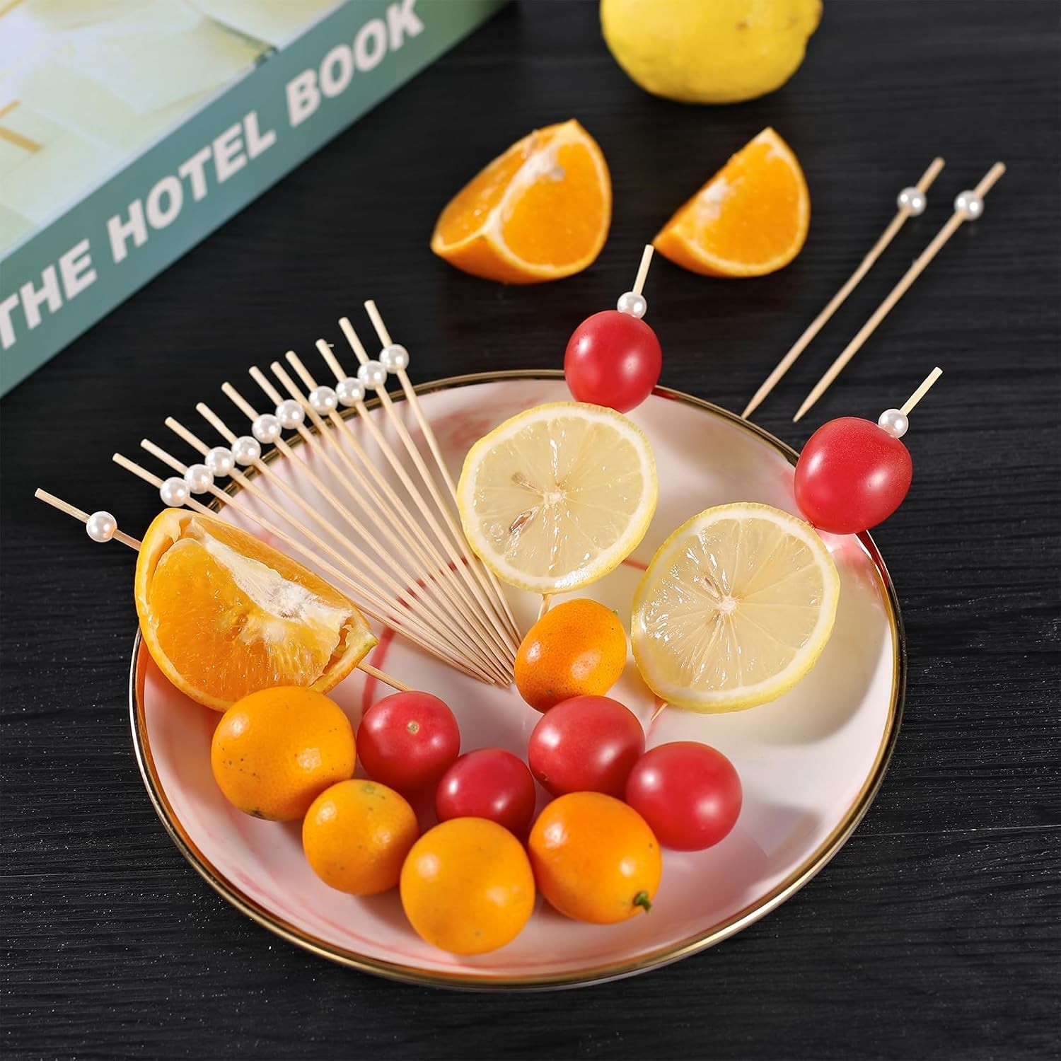 [300 Pcs] Cocktail Picks Toothpicks for Appetizers – 4.7 inch White Pearl