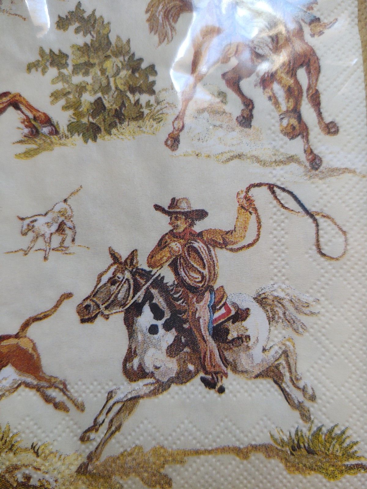 Cocktail Napkins Wild West Cowboys Covered Wagons (20) 5×5″ Paper IHR Germany