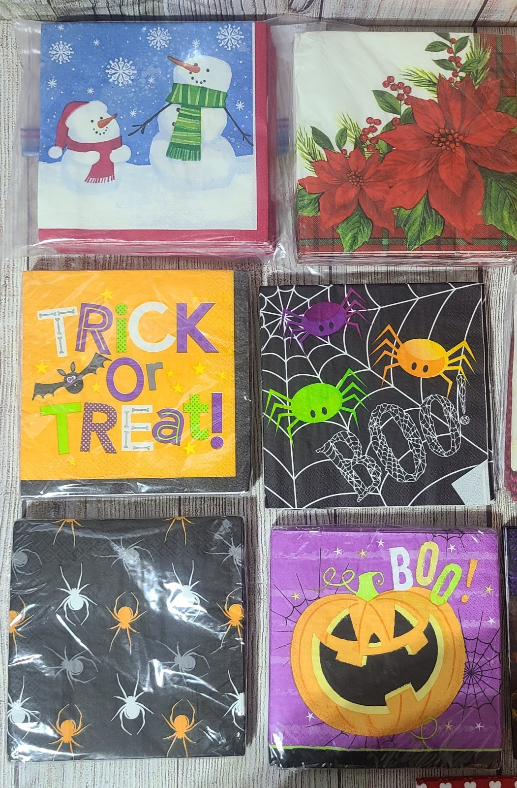 Paper Napkin Large Mixed Lot 16 Patterns Christmas Fall Harvest Halloween Hearts