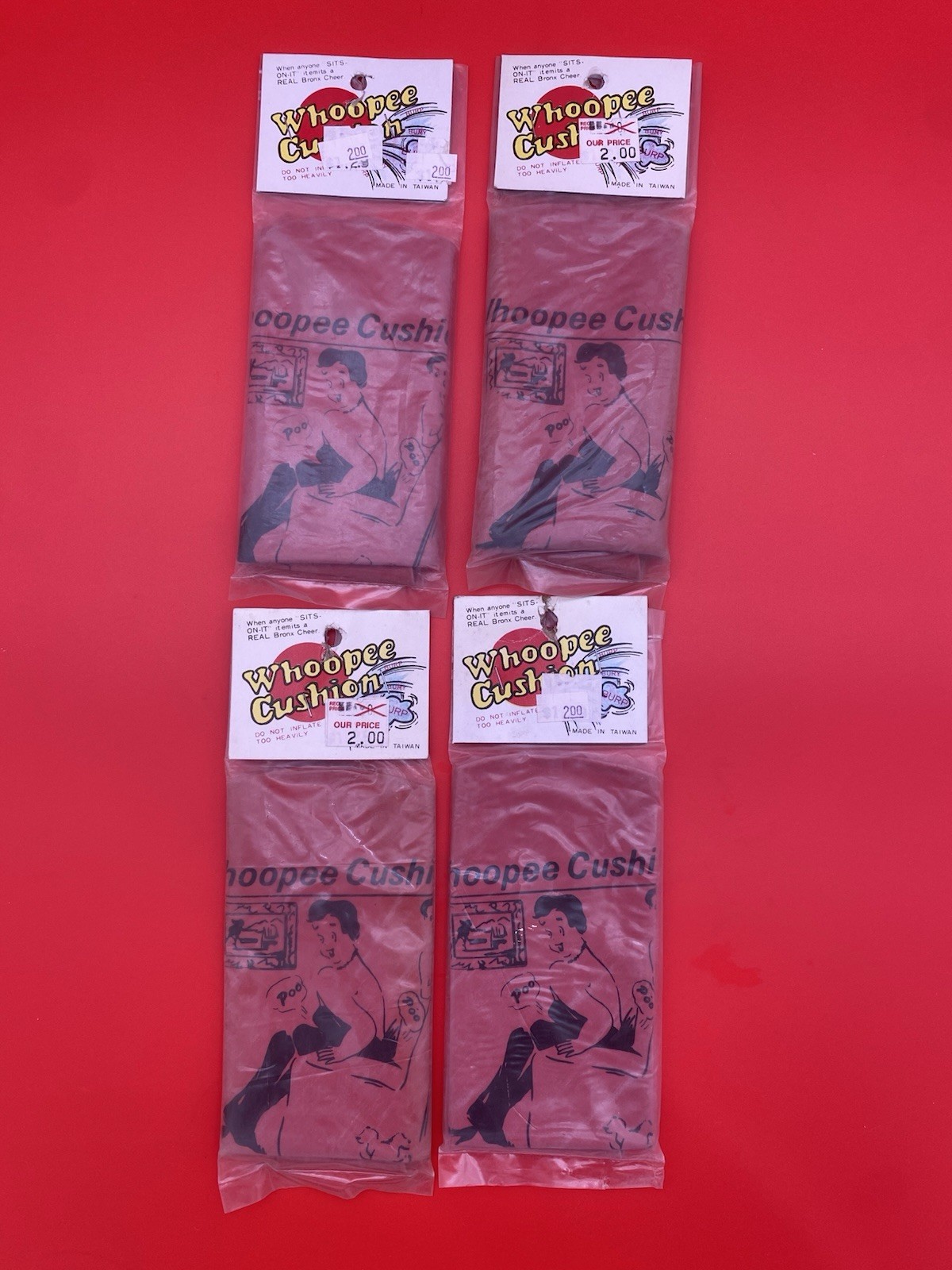 Whoopee Cushions Lot of 4 Vintage Fart Noise Toys – Sealed 1970’s New Old Stock