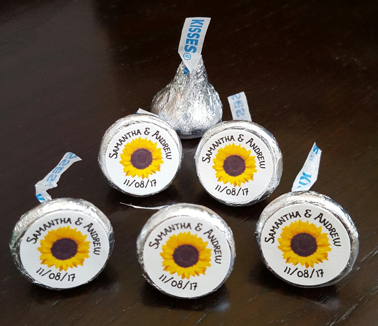 108 Sunflower Personalized Hershey Kisses Labels – Birthday – Wedding – Shower