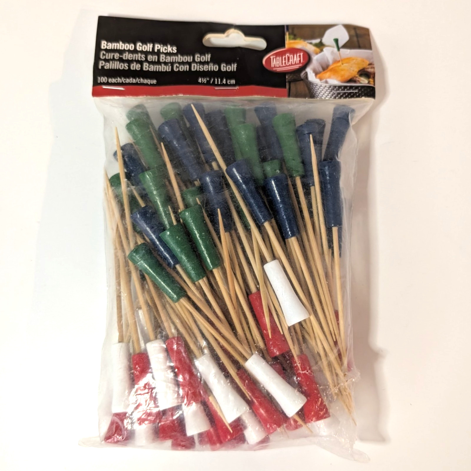 Golf Tee Cocktail Toothpicks 4.5 Inch Natural Bamboo Skewers , 100 Pc, Toothpick