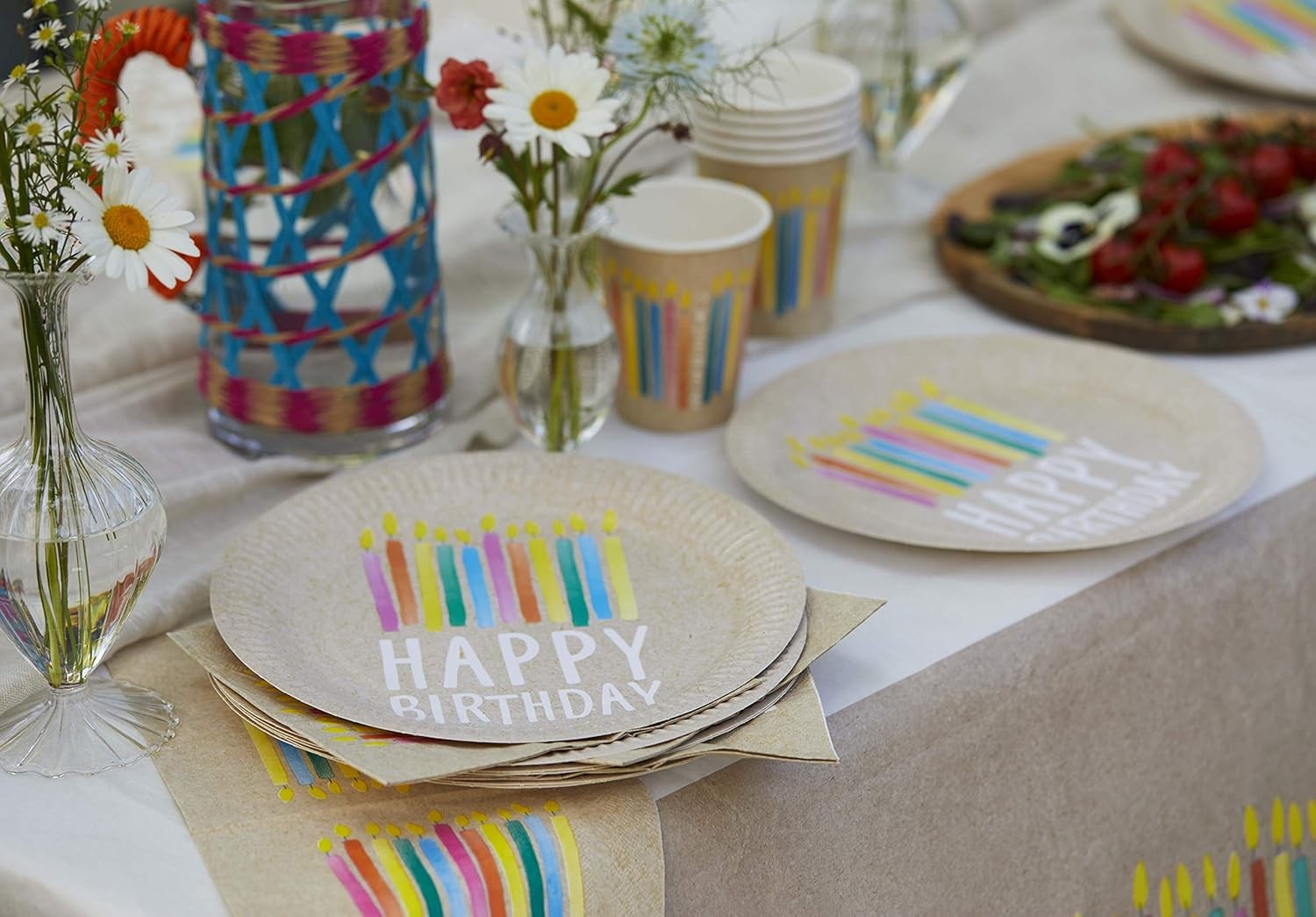 Kraft Birthday Party Paper Napkins ZERO PLASTIC ,33CM, 20PK
