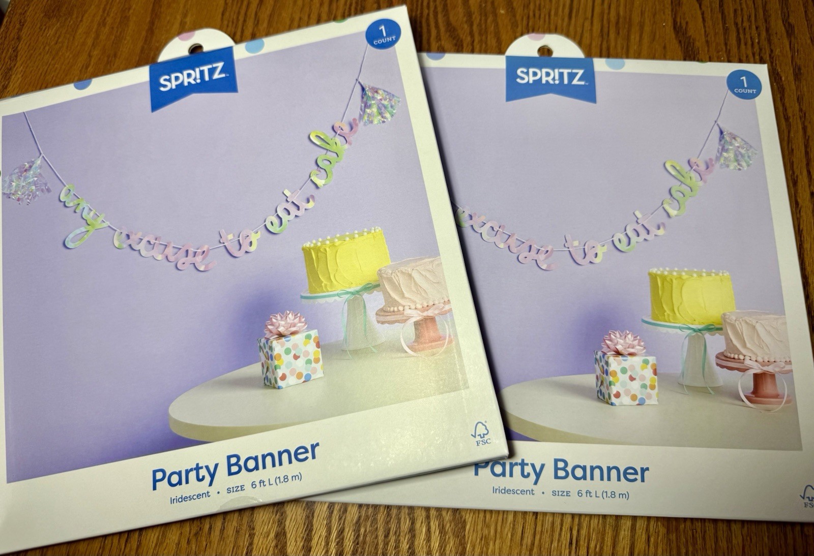 Lot Of (2) Spritz Party Banners “Excuse To Eat Cake” New 6ft