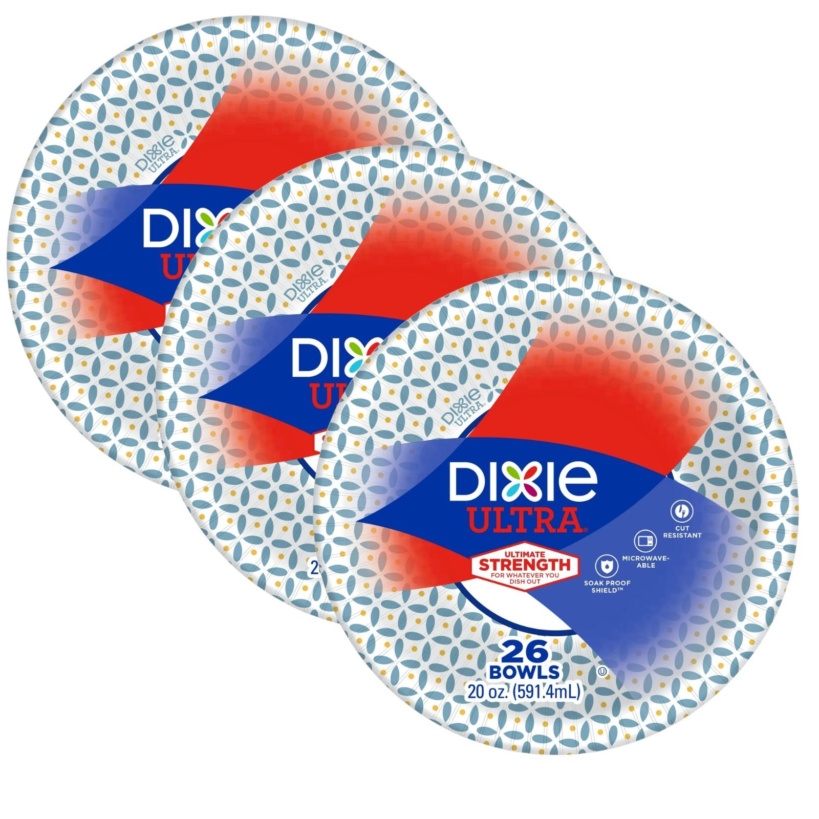 Dixie Disposable Paper Bowls, 20 oz, 26 count (Pack of 3 )