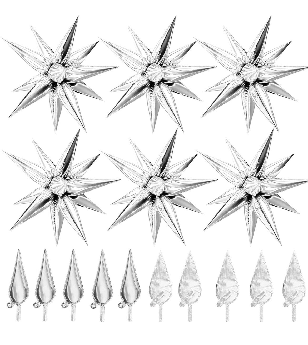 50pcs Foil Balloon Explosion Star Photo Booth Spike Starburst Cone Party Decor