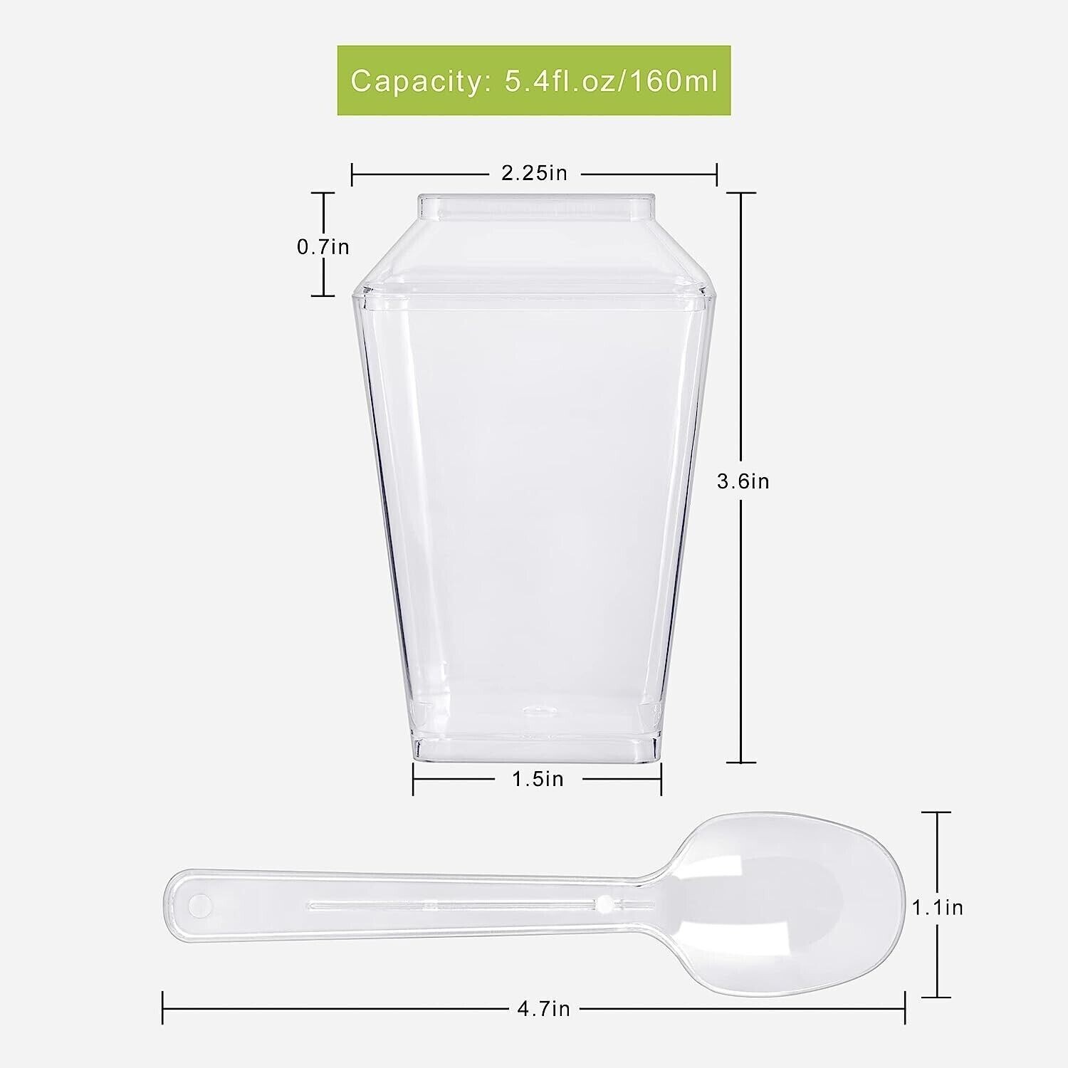 HawHawToys Dessert Cups, 60 Pack 5.4oz Appetizer Cups Parfait Cups Clear Plastic