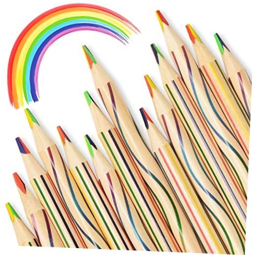 30 Contemporary Rainbow Pencils Pieces for Back to School Party Favors