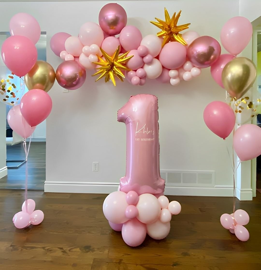 Pink and Gold Balloons Set, 50pcs 12 inch White Latex
